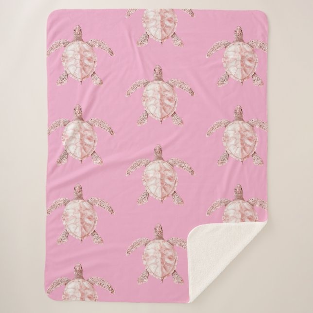 Manta Sherpa Tortugas Marinas Rosadas (Anverso)