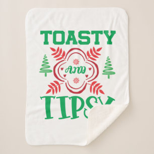 Manta Sherpa Tostada De Arte De Navidad Y Tipsy