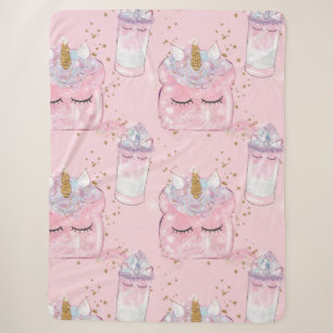 Manta Sherpa Tostadas y batidos de unicornio de Kawaii - Pastel
