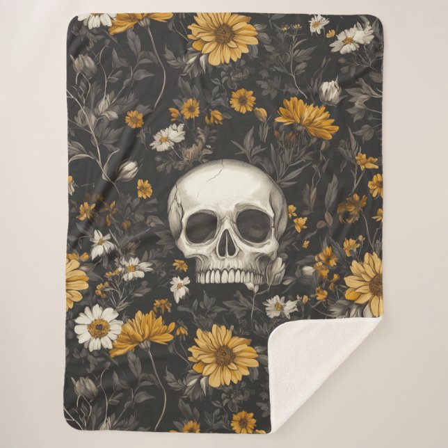 Manta Sherpa Totenkopf mit Blumen (Anverso)