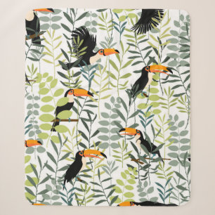 Manta Sherpa Toucanos en hojas verdes y ramas sin soldadura