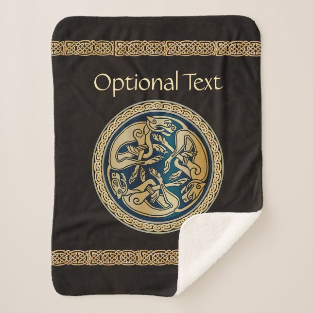 Manta Sherpa Tradición de Knotwork de Lobo Celta (Anverso)