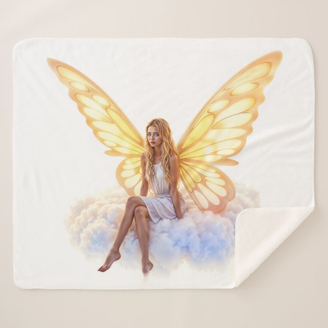 Manta Sherpa Tranquilo y elegante hada de hadas resplandeciente (Anverso (horizontal))