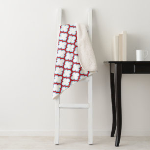Manta Sherpa Trellis blanca y roja, Entramado, Quatrefoil