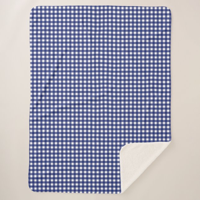 Manta Sherpa trendy de gingham azul (Anverso)