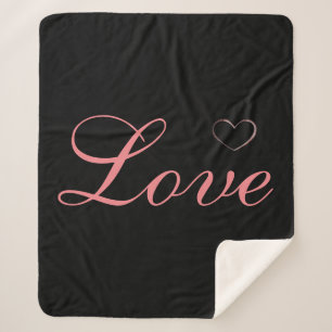 Manta Sherpa Trendy Heart Grey Calligraphy Love Boda
