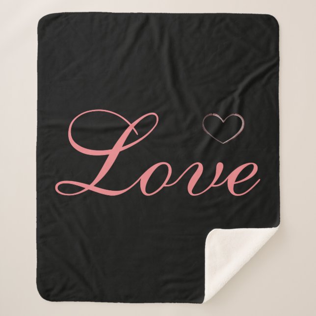 Manta Sherpa Trendy Heart Grey Calligraphy Love Boda (Anverso)