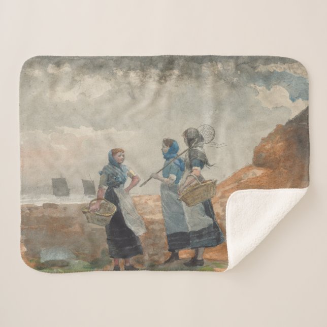 Manta Sherpa Tres Chicas de pescadores (en Tynemouth, Northumbe (Anverso (horizontal))