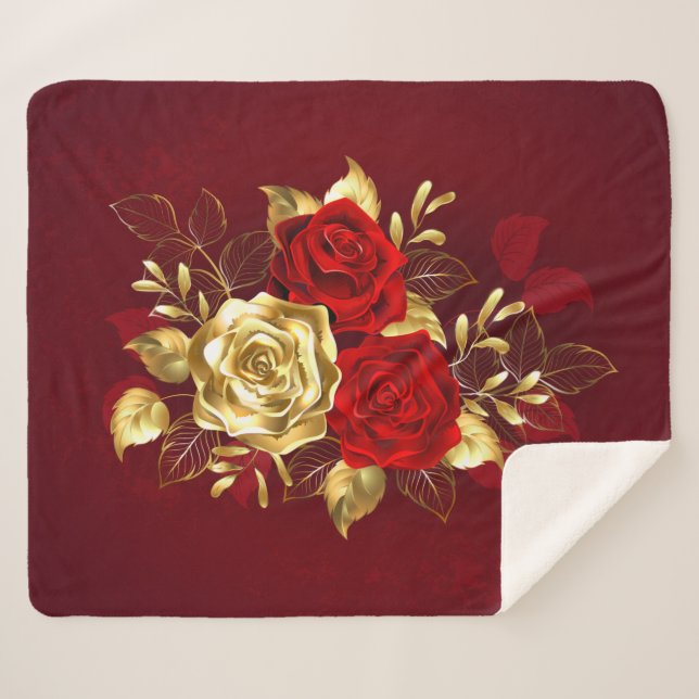 Manta Sherpa Tres Rosas Joyas (Anverso (horizontal))