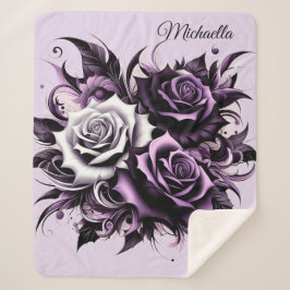 Manta Sherpa Tres Rosas morados