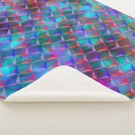 Manta Sherpa Triángulos de color azul a lila y 3D o rojo rosado