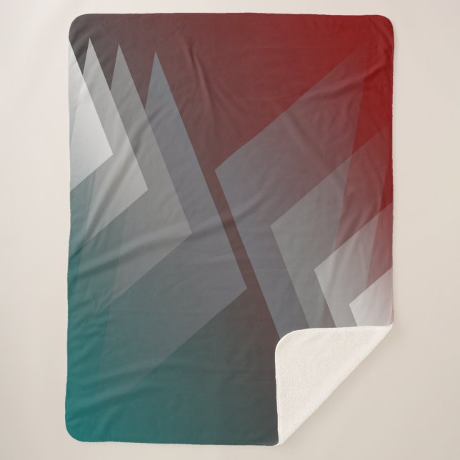 Manta Sherpa Triángulos grises sobre el borgoña verde azulado (Anverso)