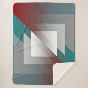 Manta Sherpa Triángulos grises verde azulados en burdeos