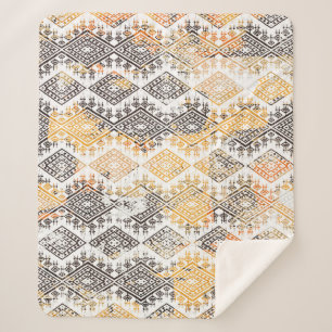 Manta Sherpa Tribal Boho Geométrico: Patrón de angustia.