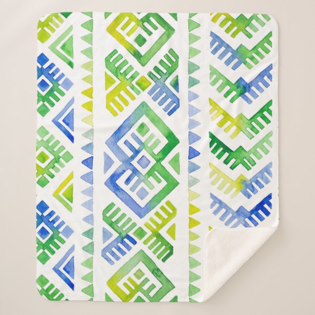 Manta Sherpa Tributo a Navajo: la tribu acuarela (Anverso)