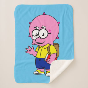 Manta Sherpa Triceratops Con Mochila Y Libro De Texto.