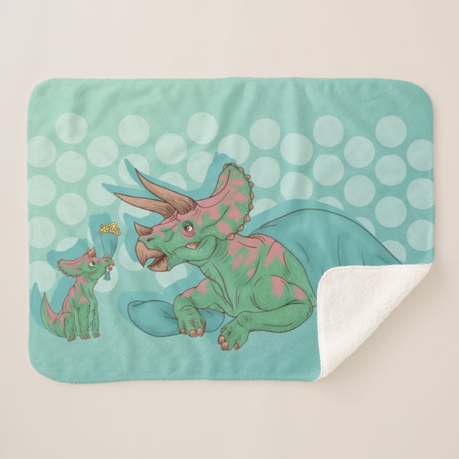 Manta Sherpa Triceratops dando flores (Anverso (horizontal))
