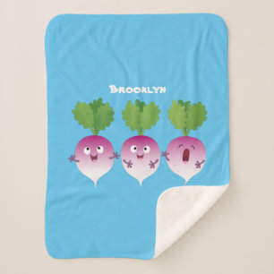 Manta Sherpa Trío de verduras de nabo lindo personalizado