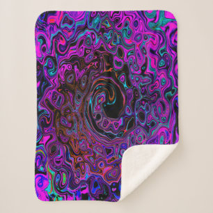 Manta Sherpa Trípedo negro y magenta retro líquido giratorio