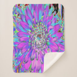 Manta Sherpa Trippy Resumen Aqua, Lime Green y Purple Dahlia