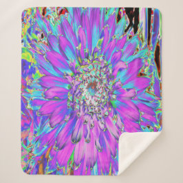 Manta Sherpa Trippy Resumen Aqua, Lime Green y Purple Dahlia