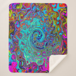 Manta Sherpa Trippy Sky Blue Abstract Retro Liquid Swirl