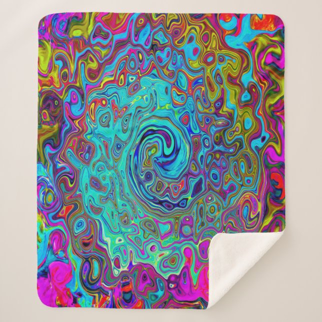 Manta Sherpa Trippy Sky Blue Abstract Retro Liquid Swirl (Anverso)