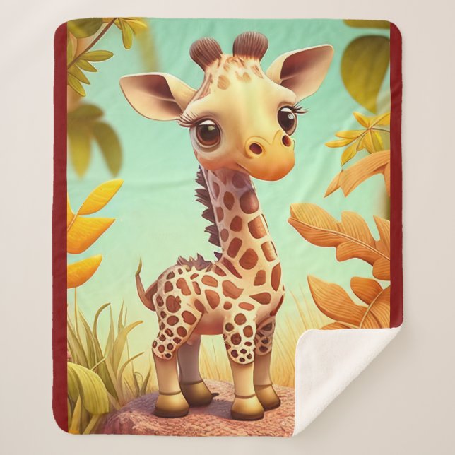 Manta Sherpa Tropical Cute Baby Giraffe Cartoon-37560 (Anverso)