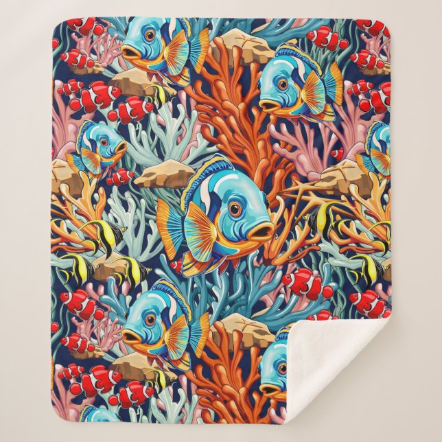 Manta Sherpa Tropical Fish Colorful Summer Vibes (Anverso)