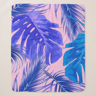 Manta Sherpa Tropical palm leaves, jungle leaves seamless flora