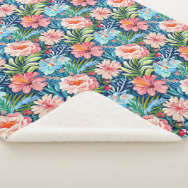 Manta Sherpa Tropical Summer Flowers Pattern Pretty Floral