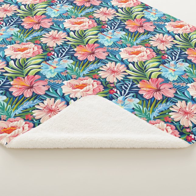 Manta Sherpa Tropical Summer Flowers Pattern Pretty Floral (3/4)
