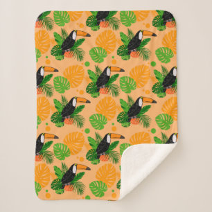 Manta Sherpa Trópico Toucan Bird Seamless Pattern