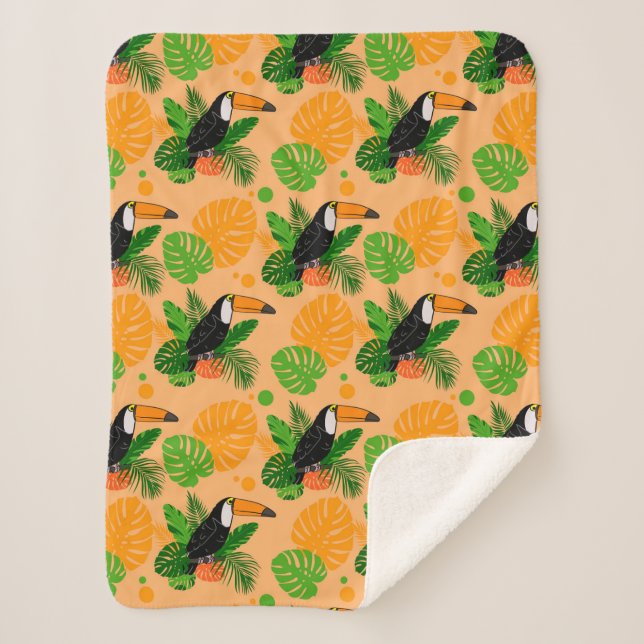 Manta Sherpa Trópico Toucan Bird Seamless Pattern (Anverso)
