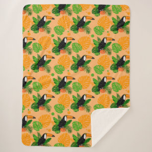 Manta Sherpa Trópico Toucan Bird Seamless Pattern