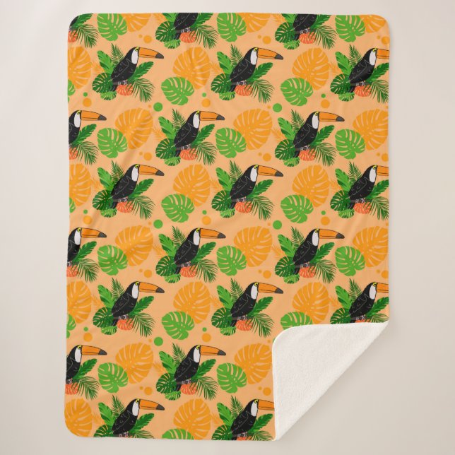 Manta Sherpa Trópico Toucan Bird Seamless Pattern (Anverso)