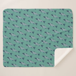 Manta Sherpa Trucha de arte popular azul/salmón
