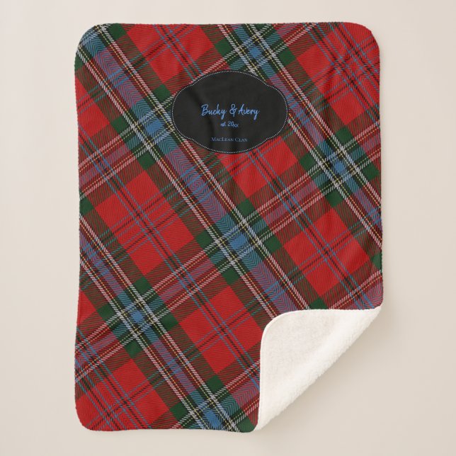 Manta Sherpa TU nombre y fecha MacLean Scottish Clan Tartán (Anverso)
