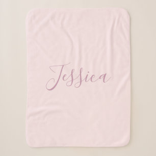 Manta Sherpa Tu Texto   Elegante Escritura y Rosa Blush Suave