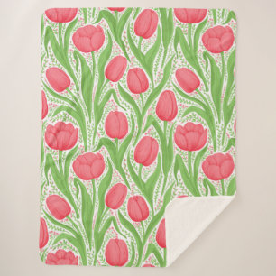 Manta Sherpa Tulipanes en rojo y verde