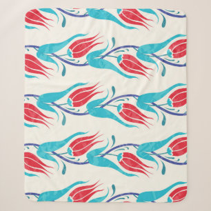 Manta Sherpa Tulipanes Turcos: Motif Tradicional sin Mar.