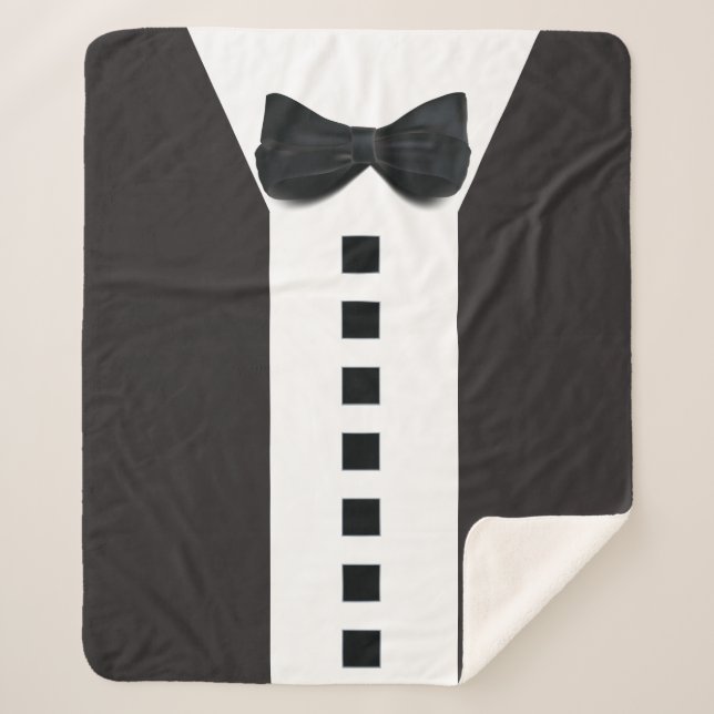 Manta Sherpa Tuxedo gracioso 🎩 Minimalista elegante (Anverso)