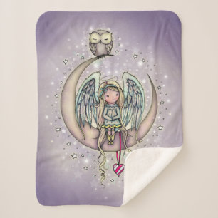Manta Sherpa Twinkle Little Angel y Búho en Lavanda