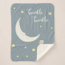 Twinkle Moon y Stars Sherpa Blanket