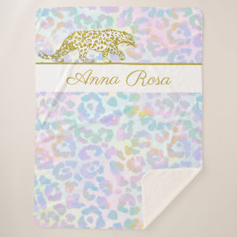 Manta Sherpa *~* Tye Dye Gold Leopard Spots Pastel