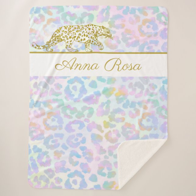 Manta Sherpa *~* Tye Dye Gold Leopard Spots Pastel (Anverso)