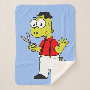 Manta Sherpa Tyrannosaurus Rex Barber Con Tijeras.