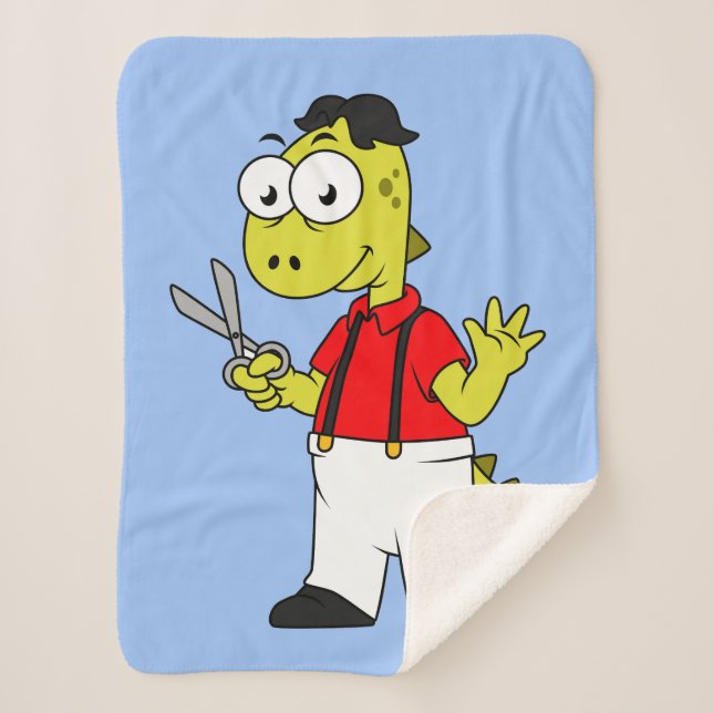 Manta Sherpa Tyrannosaurus Rex Barber Con Tijeras. (Anverso)