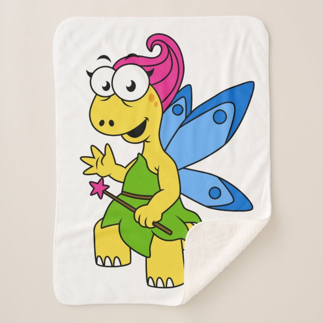 Manta Sherpa Un dinosaurio de Fairysaur Personalizado. (Anverso)