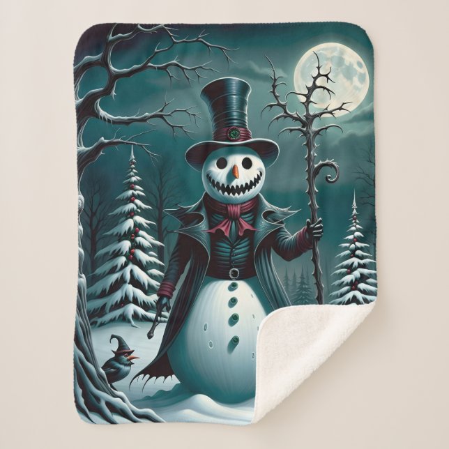 Manta Sherpa Un hombre de nieve asustado (Anverso)